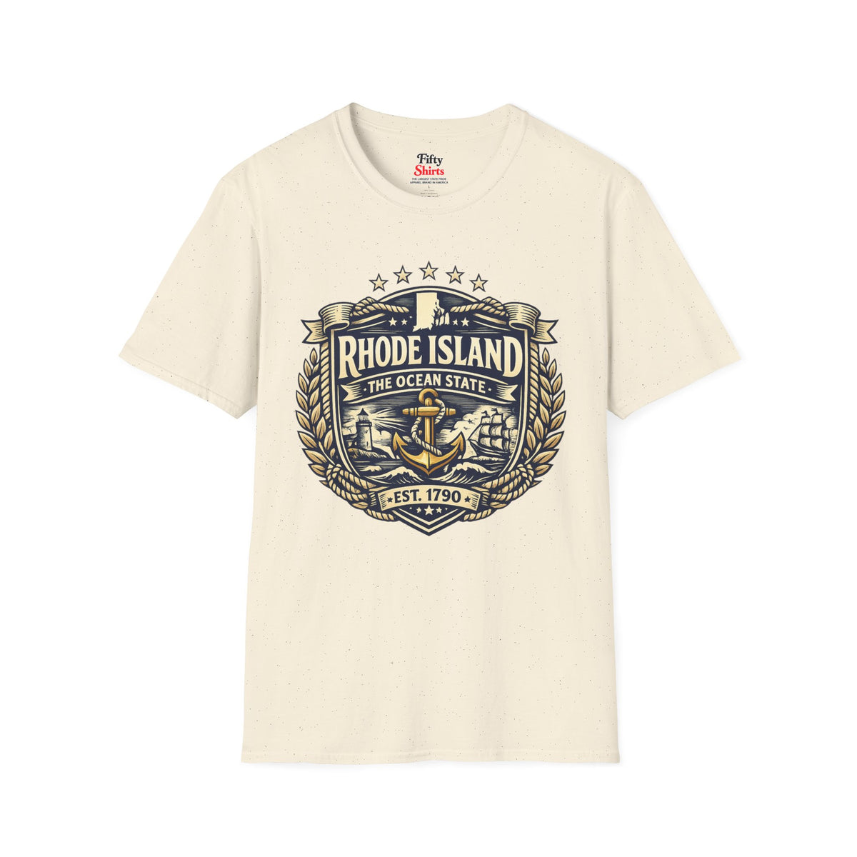 Rhode Island Heritage Badge Unisex Softstyle T Shirt State Pride Graphic Tee Collections FS03