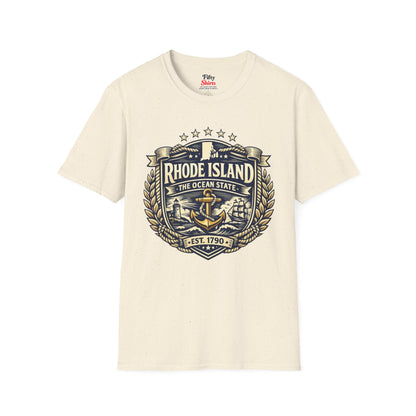 Rhode Island Heritage Badge Unisex Softstyle T Shirt State Pride Graphic Tee Collections FS03