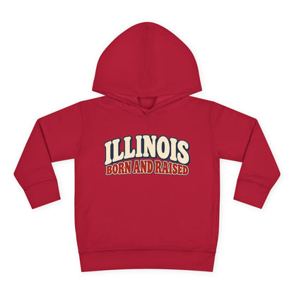 Illinois Born and Raised Retro 1970s Unisex Toddler Pullover Fleece Hoodie
