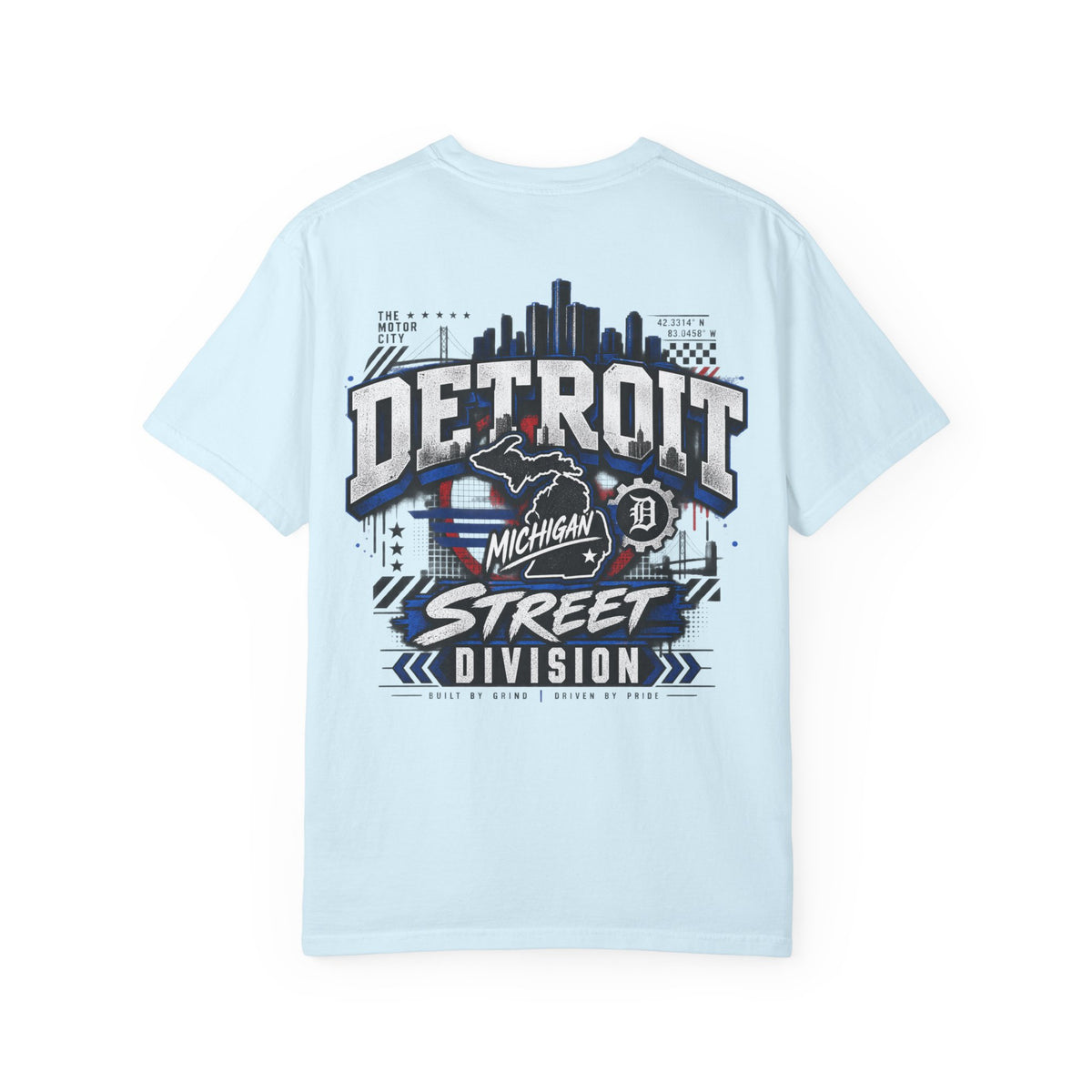 Michigan Detroit Street Division Unisex Comfort Color 1717 Streetwear Graphic Tee