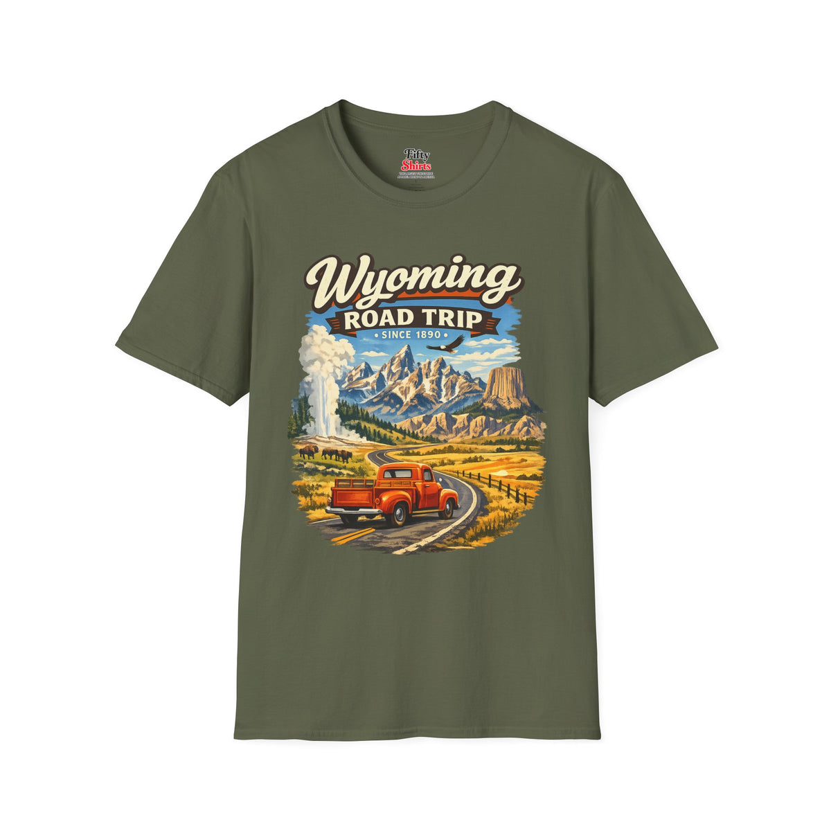 Wyoming Road Trip Unisex Softstyle T Shirt State Pride Graphic Tee Collections FS03