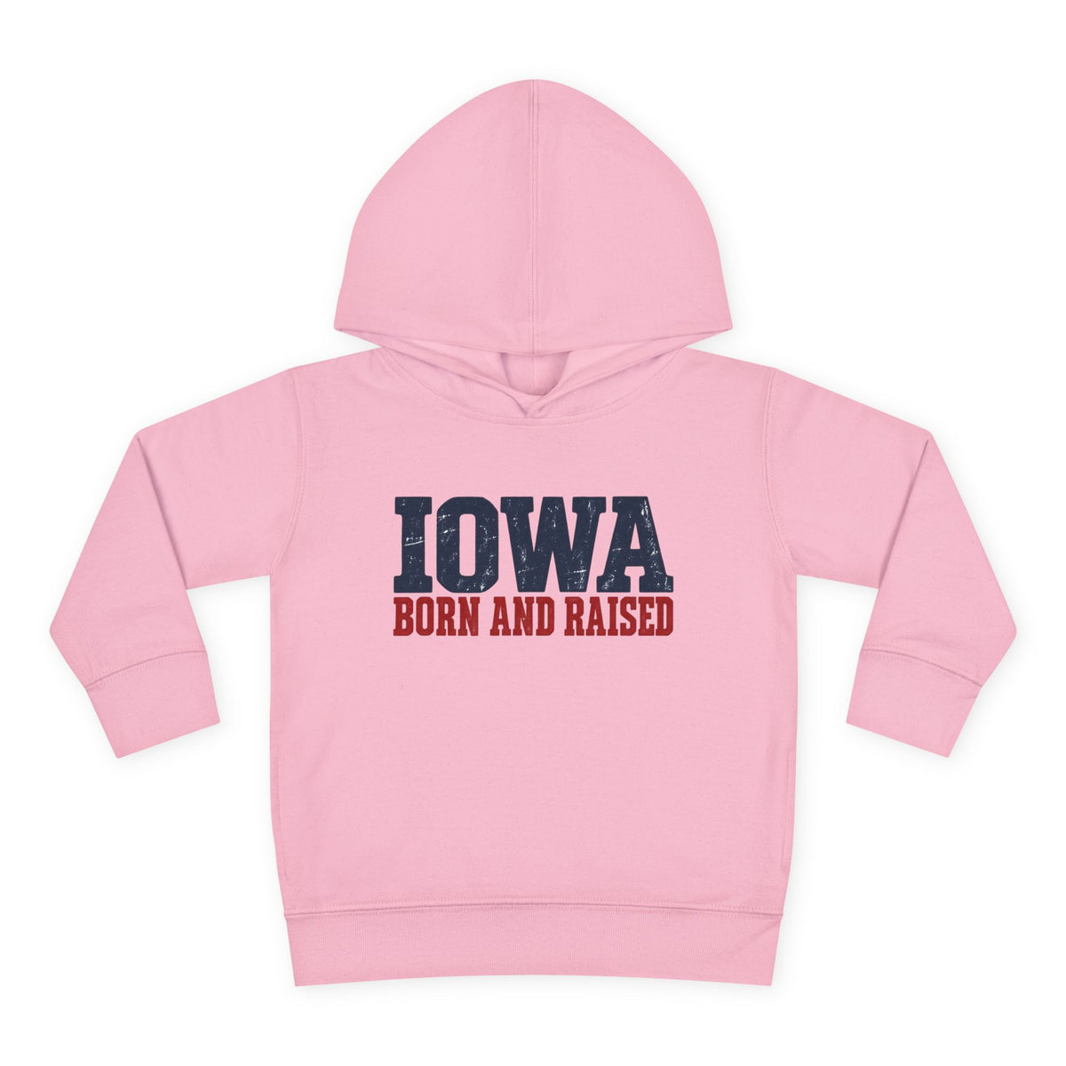 Iowa Born and Raised Rustic Midwest Unisex Toddler Pullover Fleece Hoodie