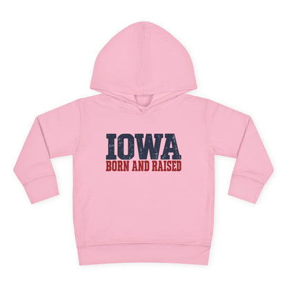 Iowa Born and Raised Rustic Midwest Unisex Toddler Pullover Fleece Hoodie