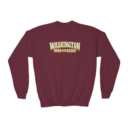 Washington Born and Raised Vintage 1970s Unisex Youth Crewneck Sweatshirt Graphic