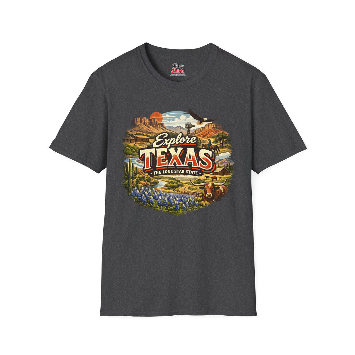 Explore Texas Unisex Softstyle T Shirt State Pride Graphic Tee Collections FS03