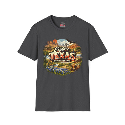 Explore Texas Unisex Softstyle T Shirt State Pride Graphic Tee Collections FS03