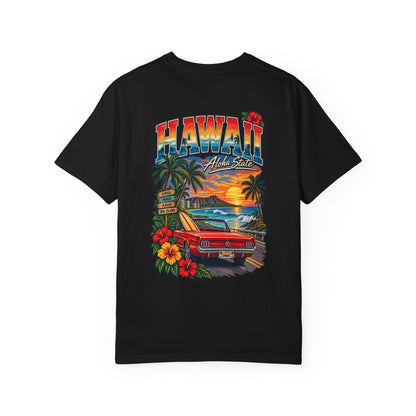 Hawaii Sunset Drive Unisex Comfort Color 1717 Streetwear Graphic Tee