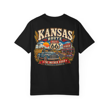 Kansas Route 66 Unisex Comfort Color 1717 Streetwear Graphic Tee