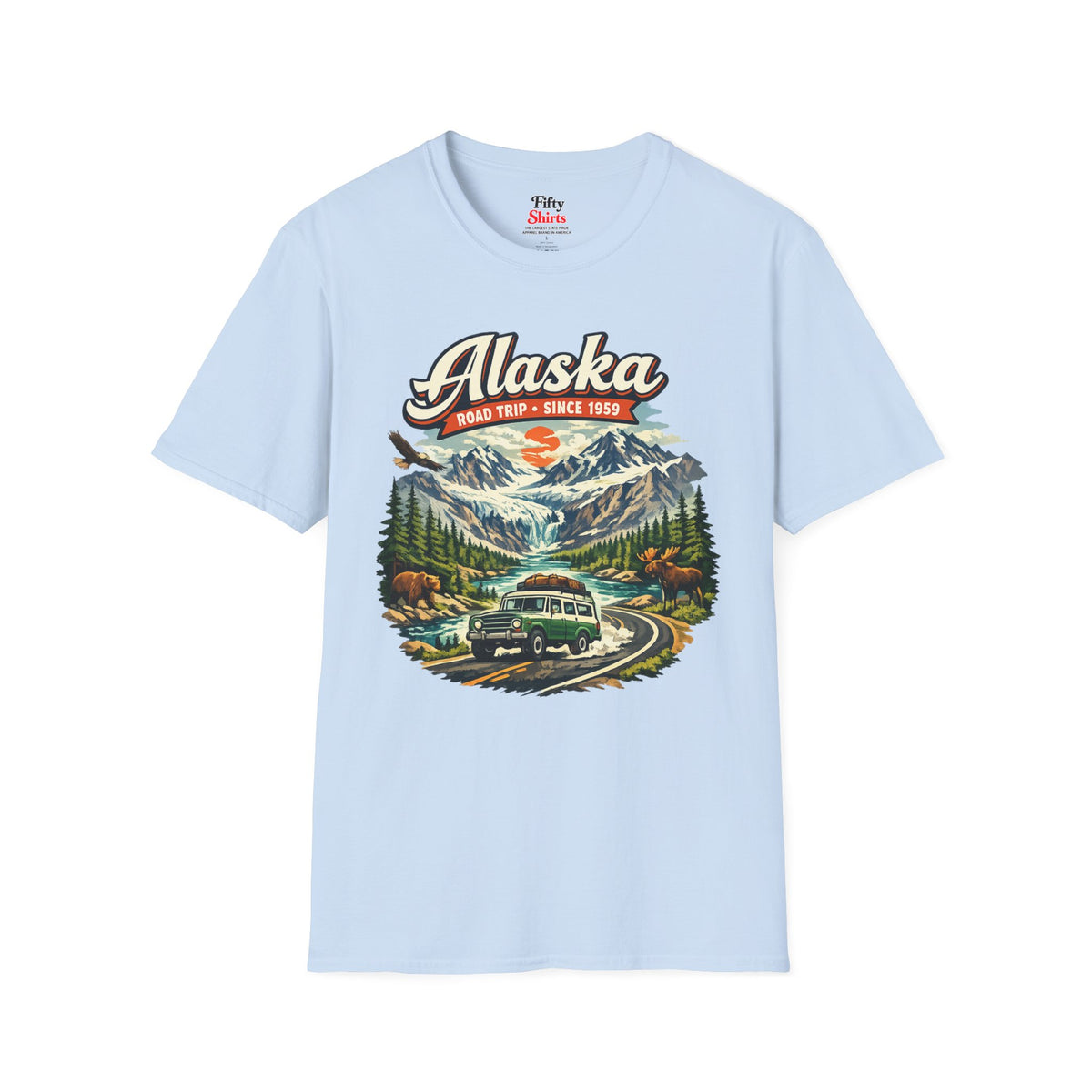 Alaska Wilderness Road Trip Unisex Softstyle T Shirt State Pride Graphic Tee Collections FS03