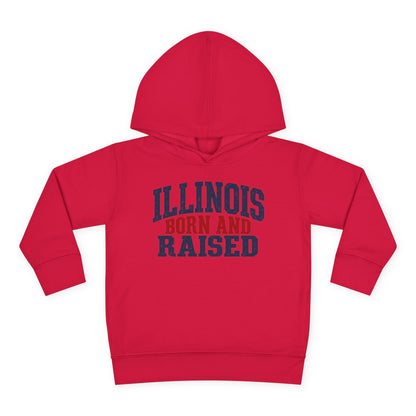 Illinois Born and Raised Bold Hometown Pride Unisex Toddler Pullover Fleece Hoodie