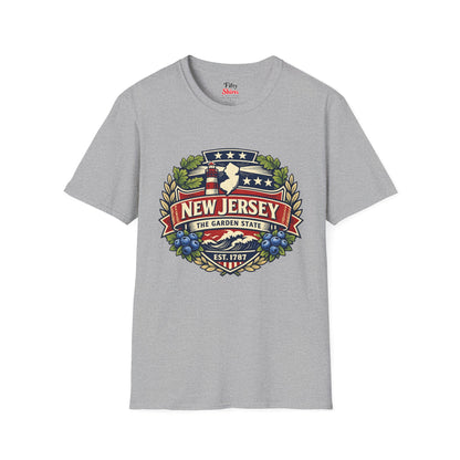New Jersey Heritage Badge Unisex Softstyle T Shirt State Pride Graphic Tee Collections FS03