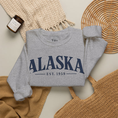 Alaska Est 1959 Unisex Crewneck Sweatshirt State Name Graphic