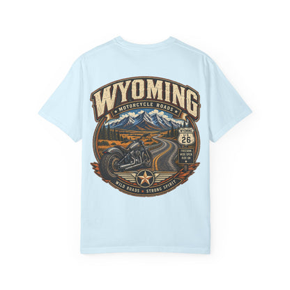 Wyoming Motorcycle Roads Unisex Comfort Color 1717 Streetwear Graphic Tee