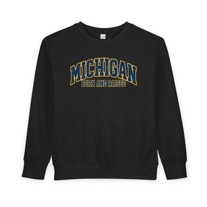 Michigan Born and Raised Old-School Athletic Unisex Toddler Sweatshirt