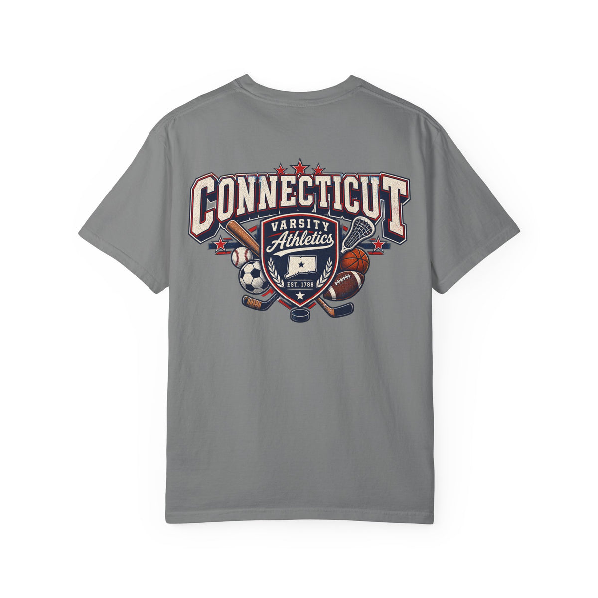 Connecticut Varsity Athletics  Unisex Comfort Color 1717 Streetwear Graphic Tee