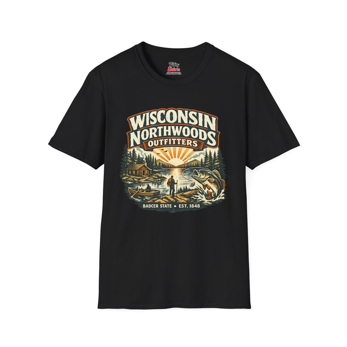Wisconsin Northwoods Outfitters Unisex Softstyle T Shirt State Pride Graphic Tee Collections FS03