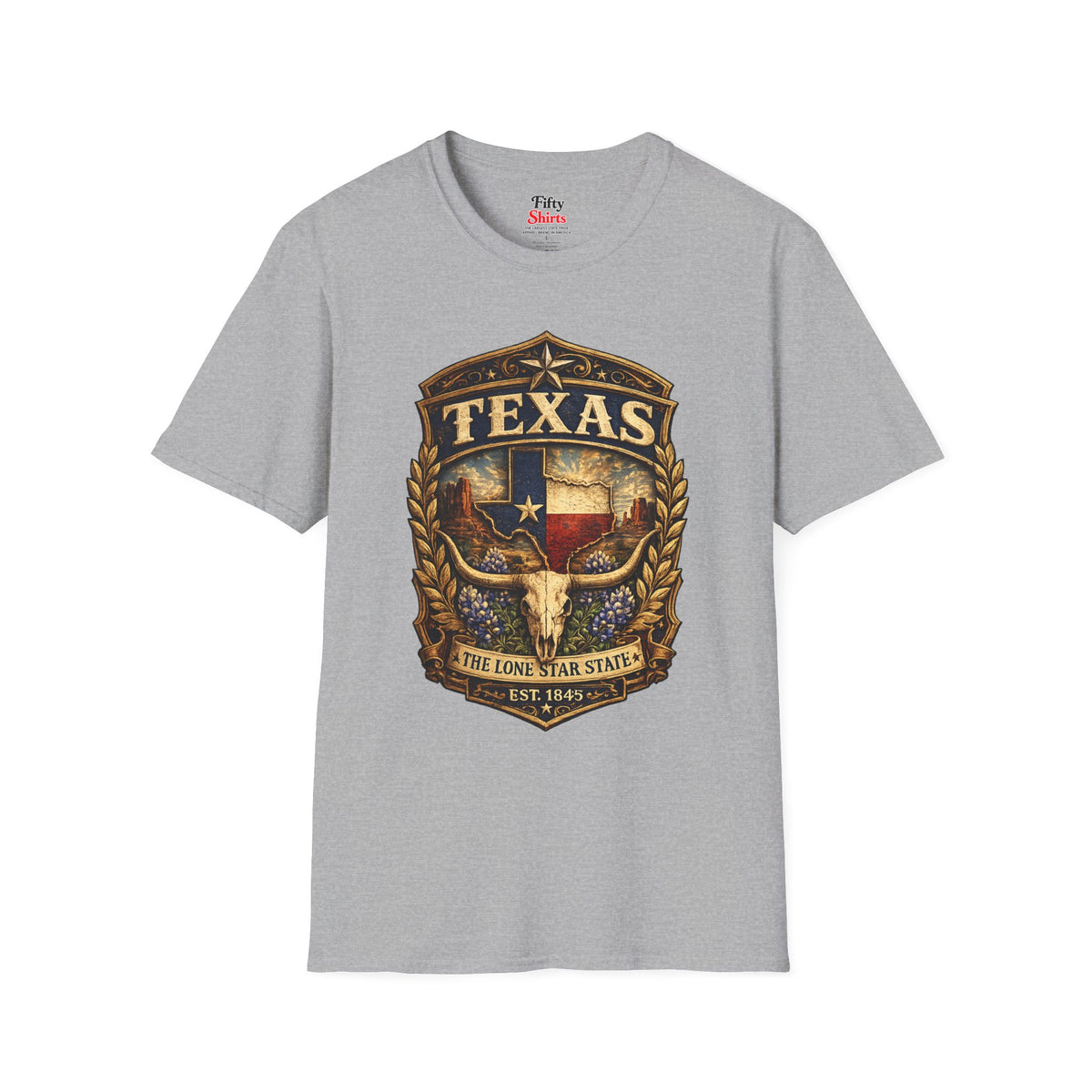 Texas Heritage Badge Unisex Softstyle T Shirt State Pride Graphic Tee Collections FS03