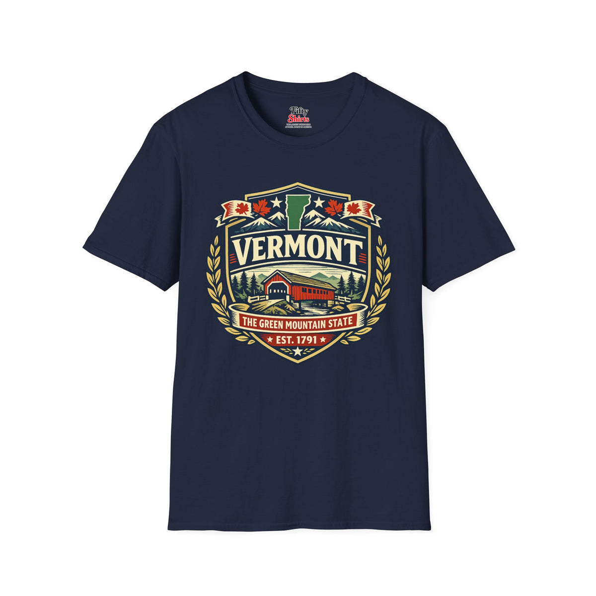 Vermont Heritage Badge Unisex Softstyle T Shirt State Pride Graphic Tee Collections FS03