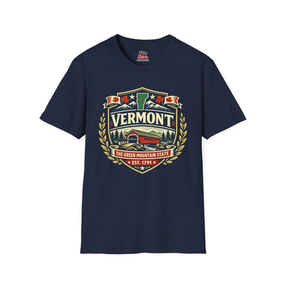 Vermont Heritage Badge Unisex Softstyle T Shirt State Pride Graphic Tee Collections FS03