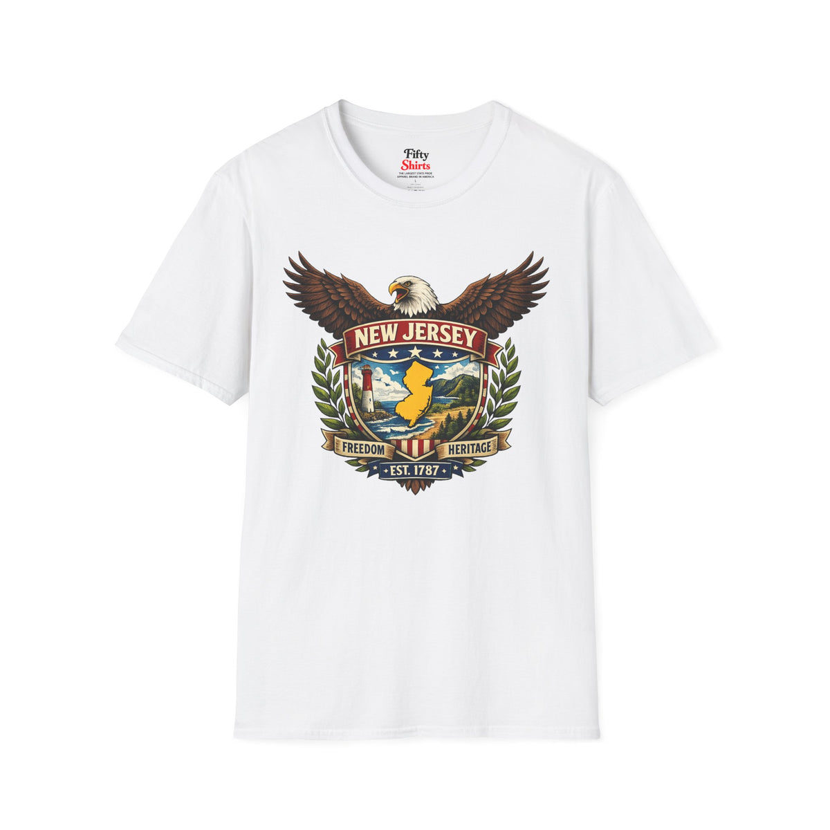 New Jersey Americana Eagle Unisex Softstyle T Shirt State Pride Graphic Tee Collections FS03