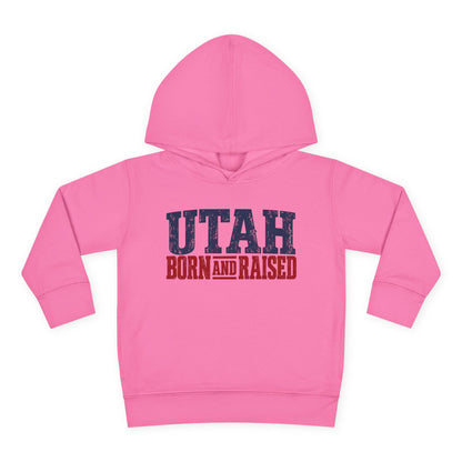 Utah Born and Raised Mountain West Style Unisex Toddler Pullover Fleece Hoodie