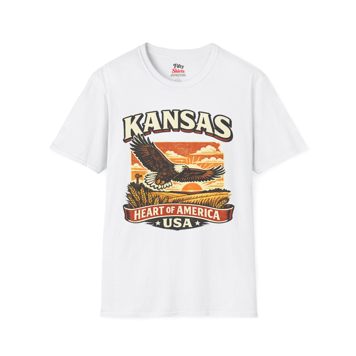 Heart of America Kansas Unisex Softstyle T Shirt State Pride Graphic Tee Collections FS03