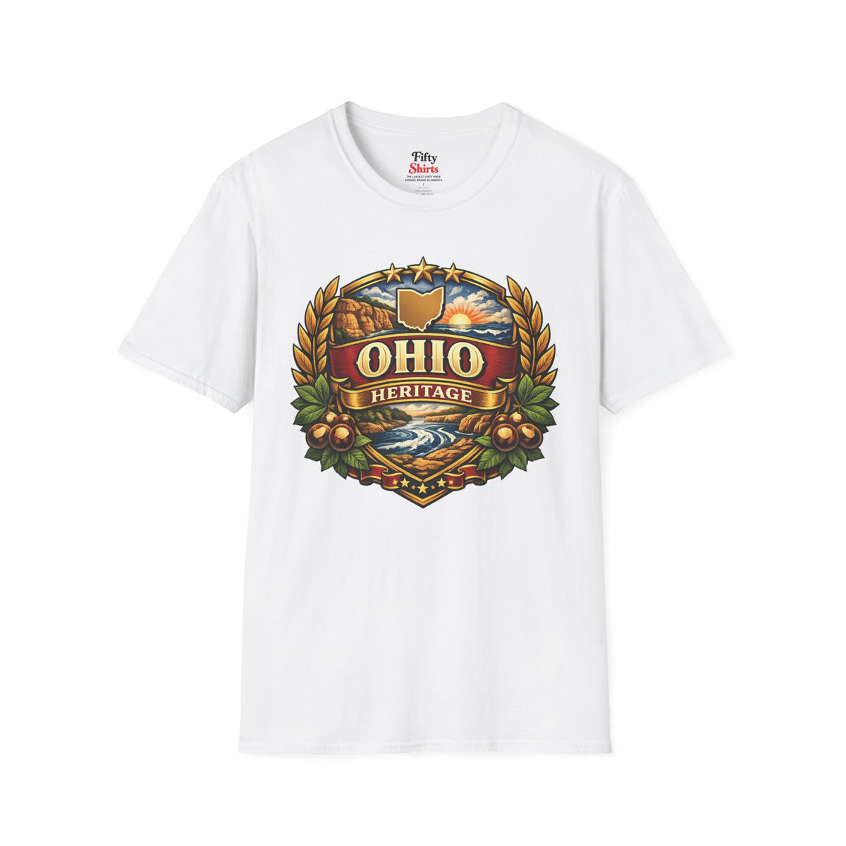 Ohio Heritage Badge Unisex Softstyle T Shirt State Pride Graphic Tee Collections FS03