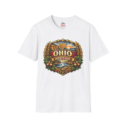 Ohio Heritage Badge Unisex Softstyle T Shirt State Pride Graphic Tee Collections FS03