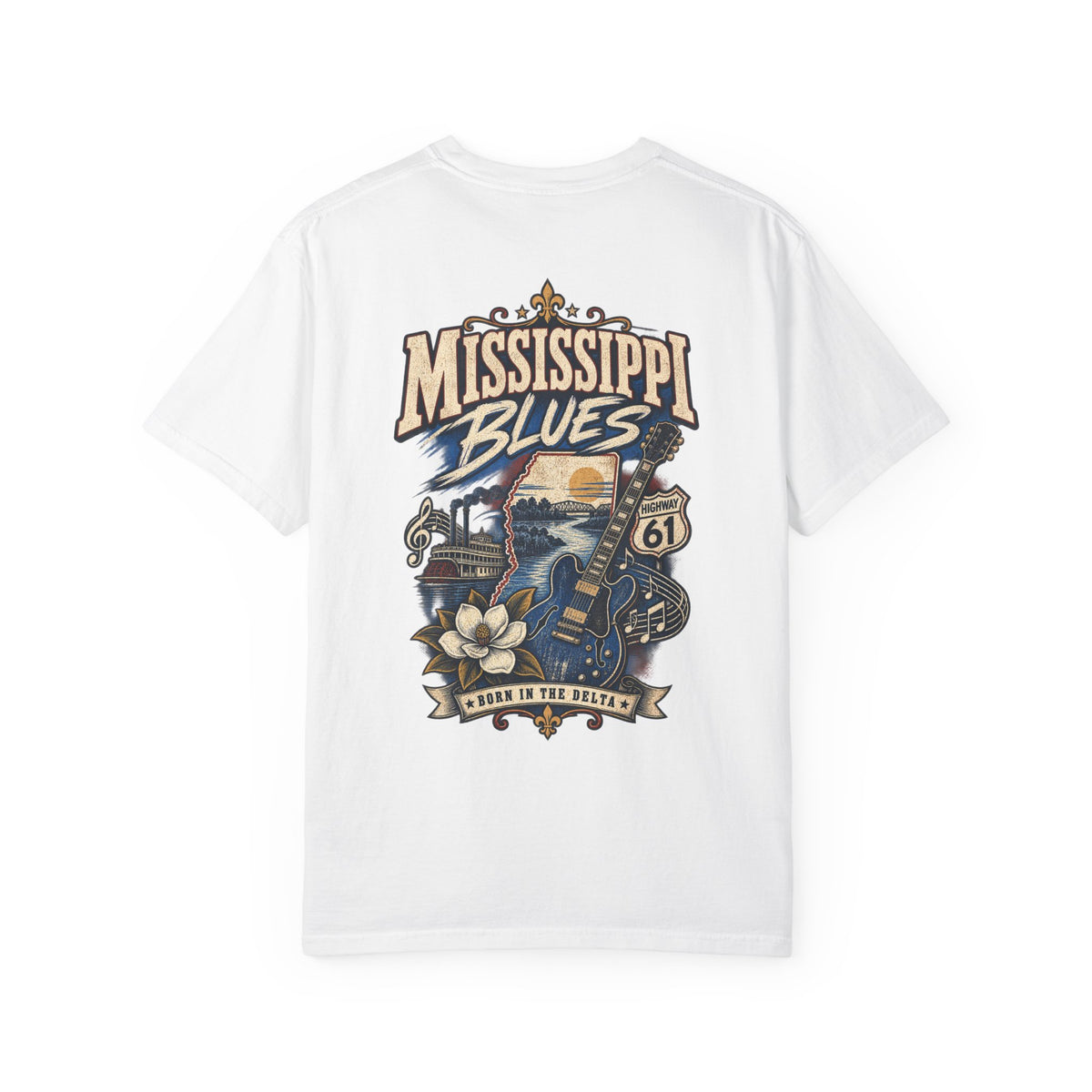 Mississippi Blues Unisex Comfort Color 1717 Streetwear Graphic Tee