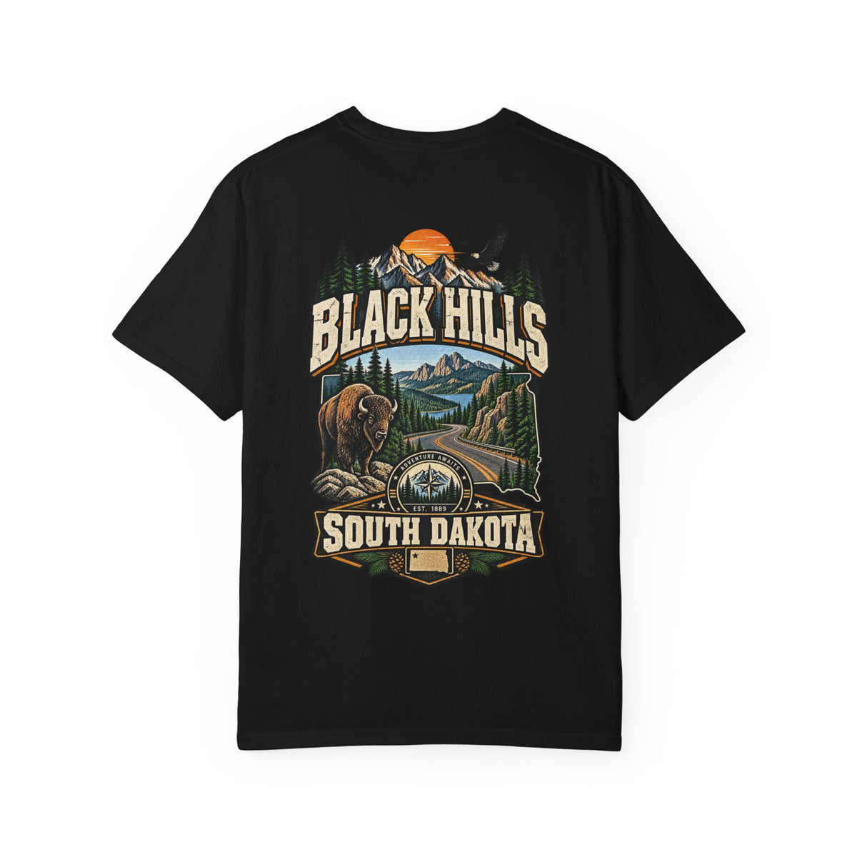 Black Hills South Dakota Unisex Comfort Color 1717 Streetwear Graphic Tee