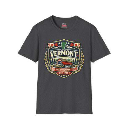 Vermont Heritage Badge Unisex Softstyle T Shirt State Pride Graphic Tee Collections FS03