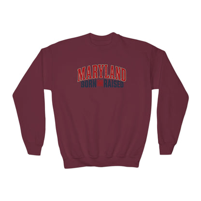 Maryland Born and Raised Timeless Heritage Unisex Youth Crewneck Sweatshirt Graphic