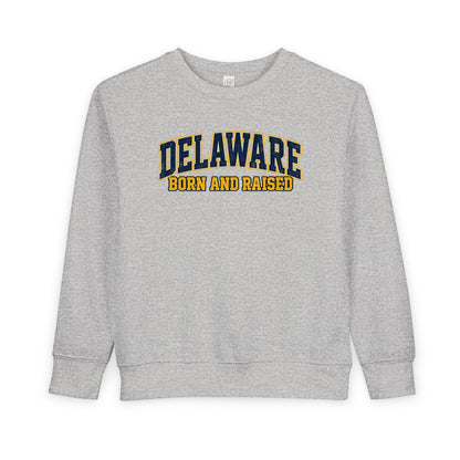 Delaware Born and Raised Old-School Athletic Unisex Toddler Sweatshirt