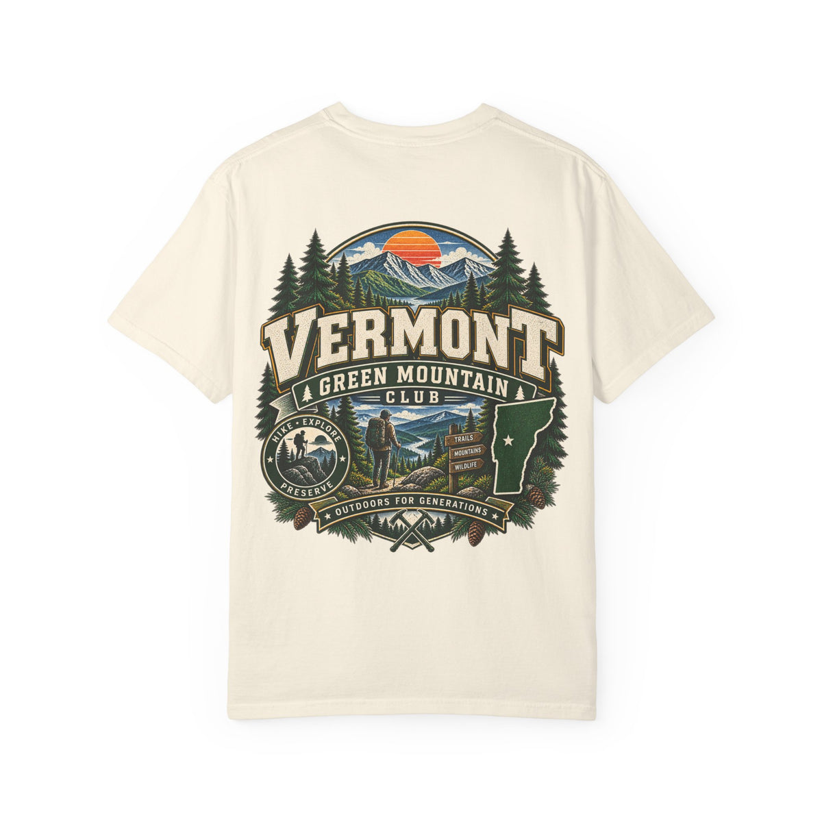 Vermont Green Mountain Club Unisex Comfort Color 1717 Streetwear Graphic Tee