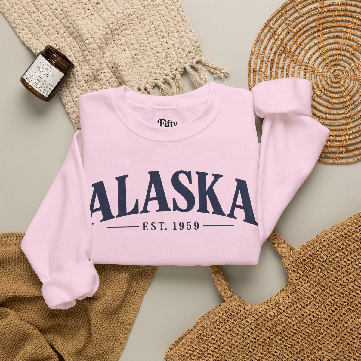 Alaska Est 1959 Unisex Crewneck Sweatshirt State Name Graphic