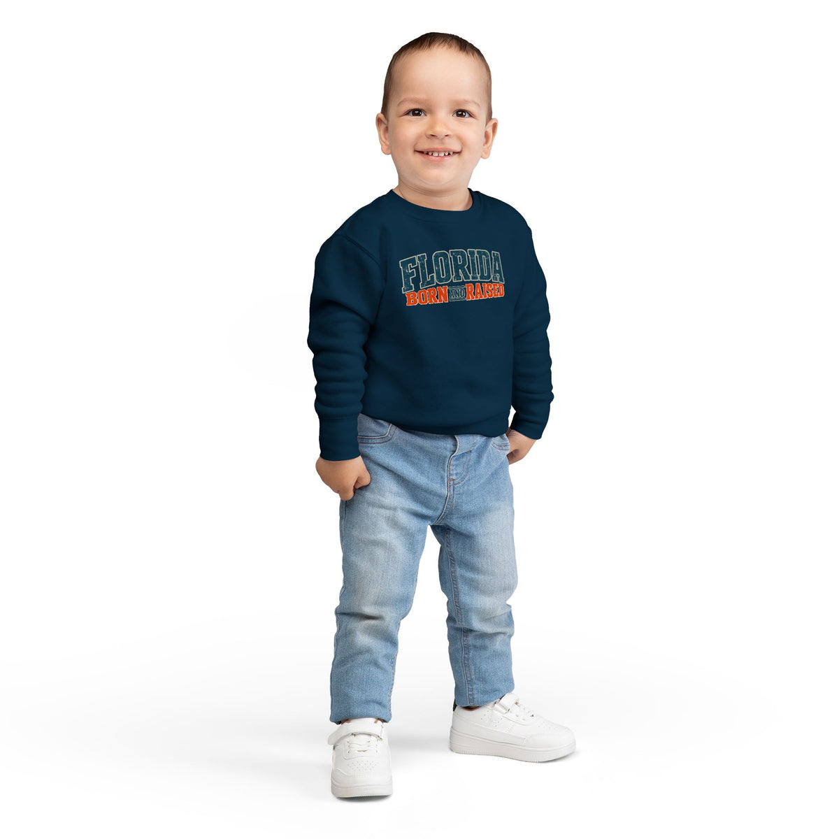 Florida Born and Raised Coastal Vintage Unisex Toddler Sweatshirt