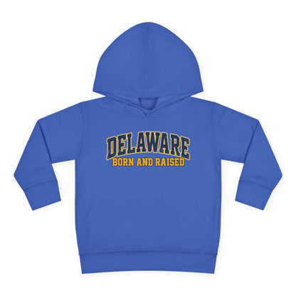 Delaware Born and Raised Old-School Athletic Unisex Toddler Pullover Fleece Hoodie