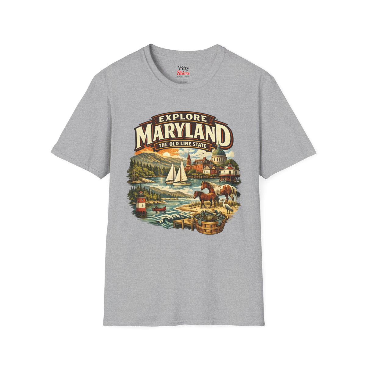 Explore Maryland Unisex Softstyle T Shirt State Pride Graphic Tee Collections FS03
