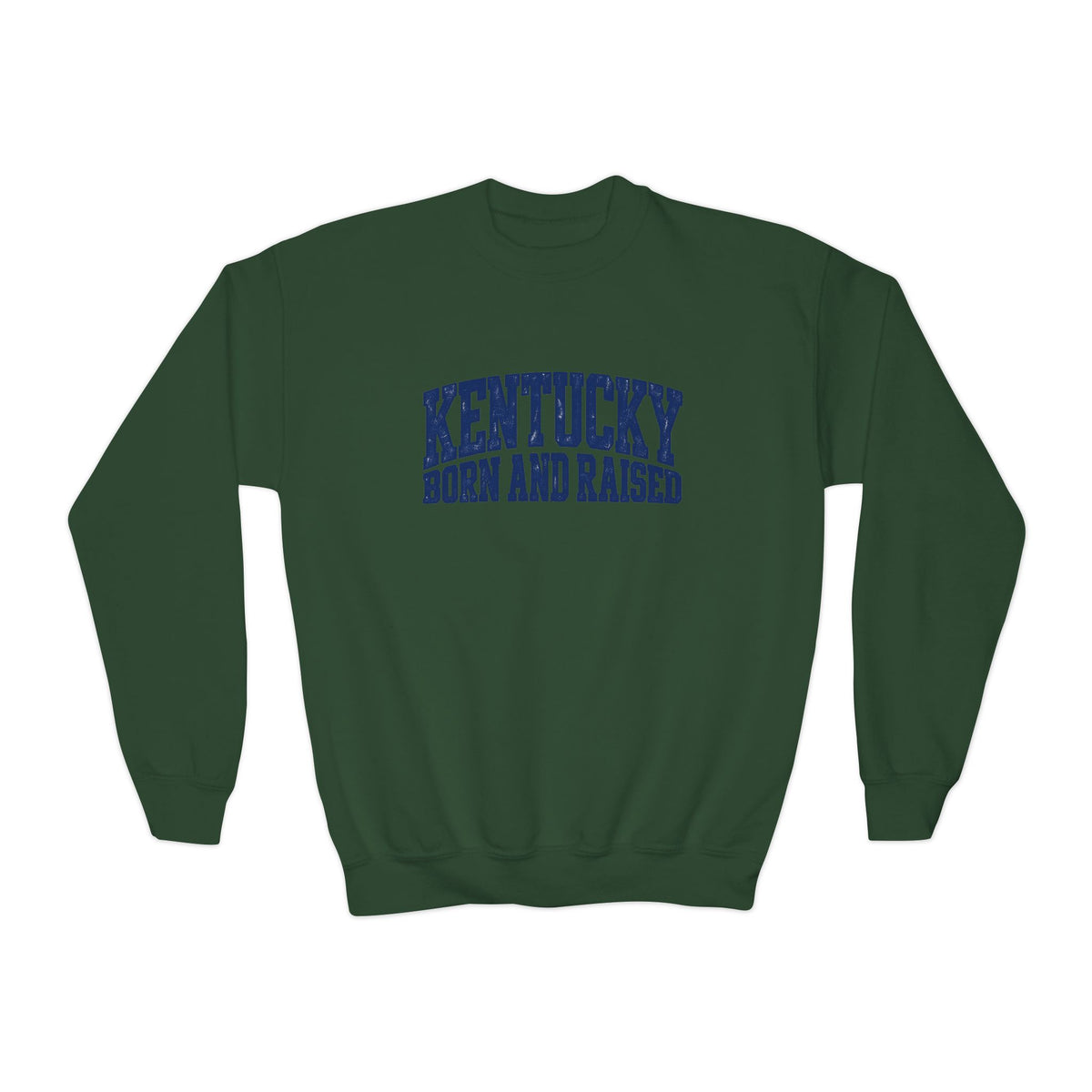 Kentucky Born and Raised Bold Athletic Unisex Youth Crewneck Sweatshirt Graphic