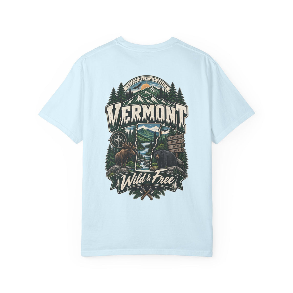 Vermont Wild & Free Unisex Comfort Color 1717 Streetwear Graphic Tee