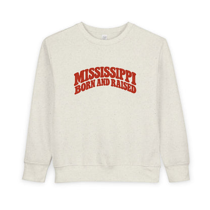 Mississippi Born and Raised Retro 1970s Unisex Toddler Sweatshirt