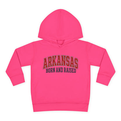 Arkansas Born and Raised Vintage Athletic Heritage Unisex Toddler Pullover Fleece Hoodie