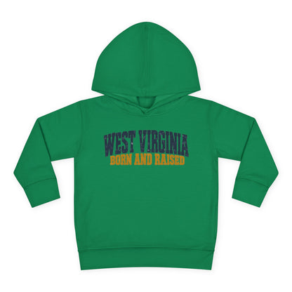 West Virginia Born and Raised Bold Workwear Unisex Toddler Pullover Fleece Hoodie