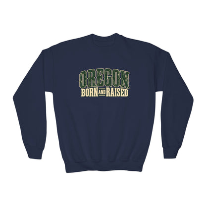 Oregon Born and Raised Vintage PNW Heritage Unisex Youth Crewneck Sweatshirt Graphic