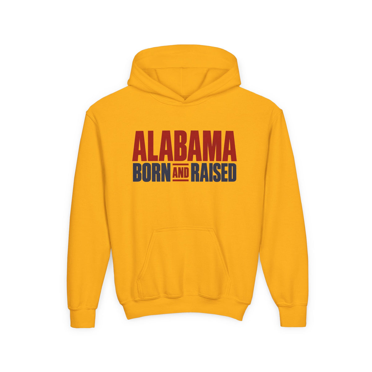 Alabama Born and Raised Minimal Heritage Unisex Youth Heavy Blend Hooded Sweatshirt Graphic