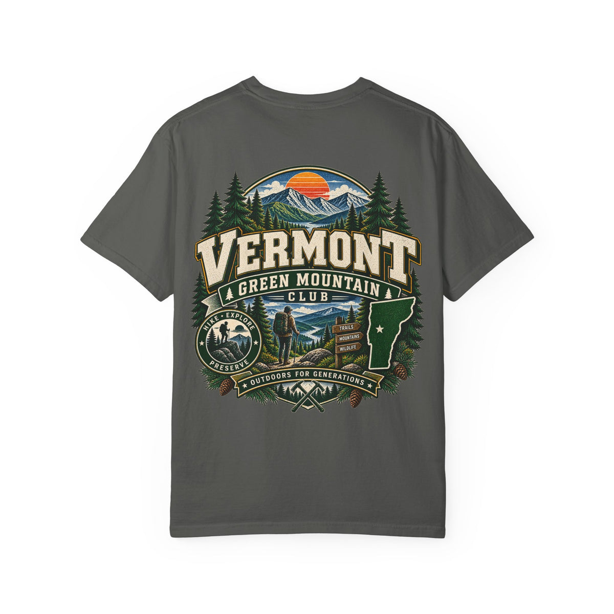 Vermont Green Mountain Club Unisex Comfort Color 1717 Streetwear Graphic Tee