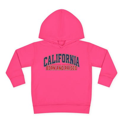 California Born and Raised Vintage Collegiate Unisex Toddler Pullover Fleece Hoodie