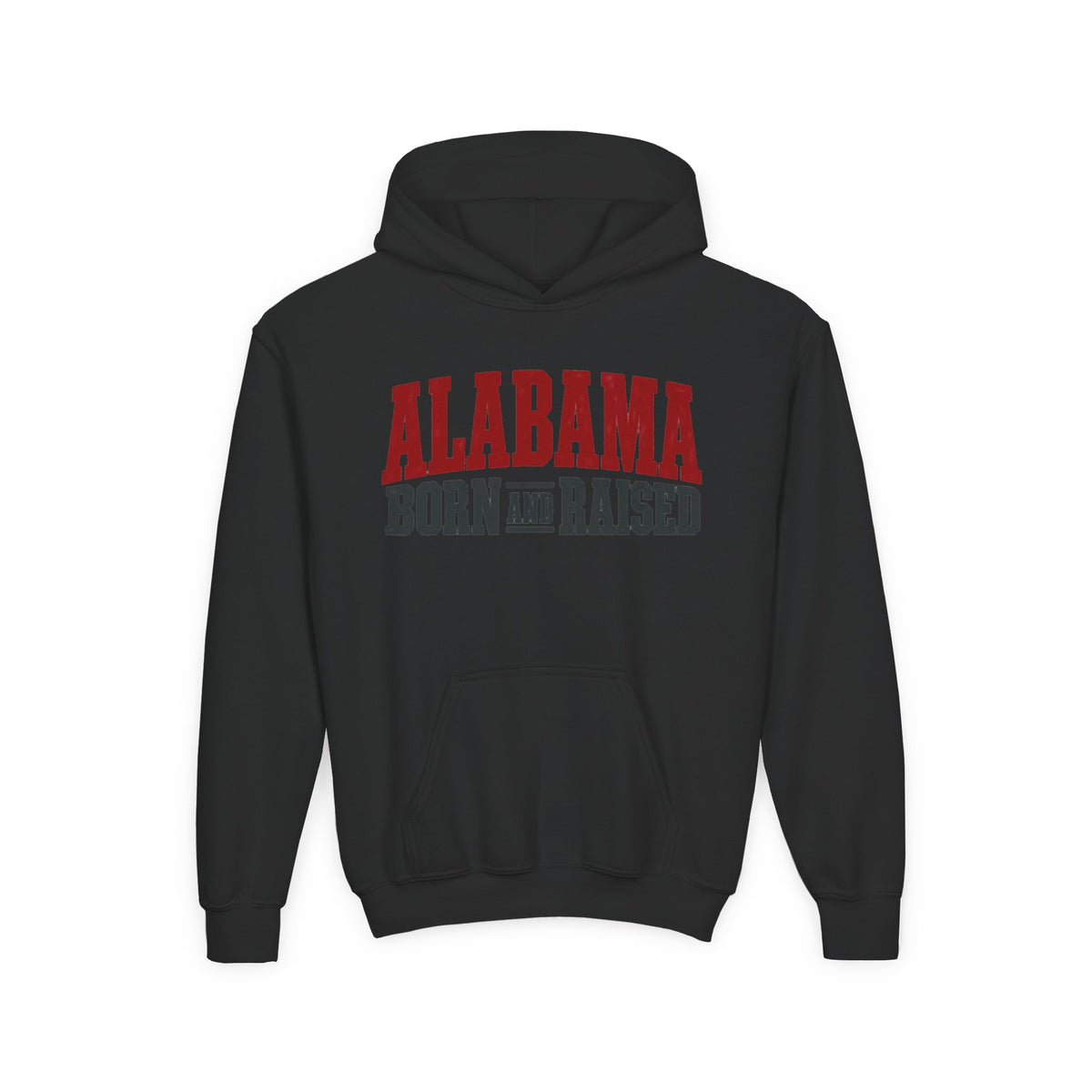 Alabama Born and Raised Rugged Workwear Unisex Youth Heavy Blend Hooded Sweatshirt Graphic