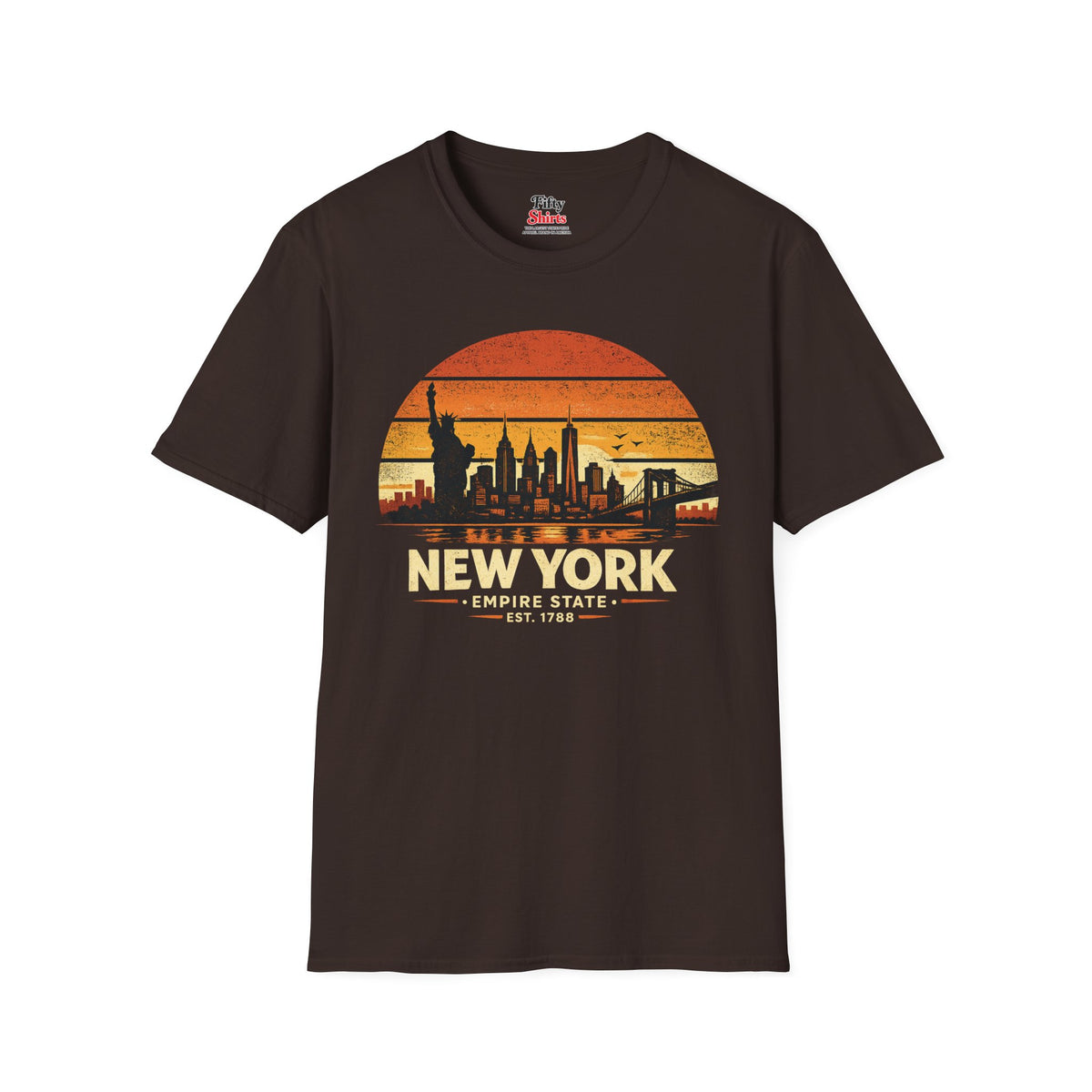 New York Skyline Sunset Unisex Softstyle T Shirt State Pride Graphic Tee Collections FS03