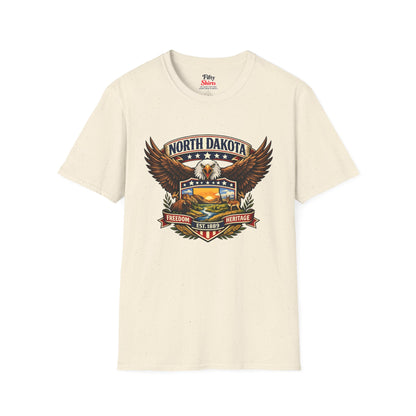 North Dakota Americana Eagle Unisex Softstyle T Shirt State Pride Graphic Tee Collections FS03